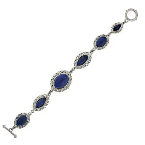 1928 Jewelry Blue Lapis Cabochon With Gold Stone Toggle Bracelet