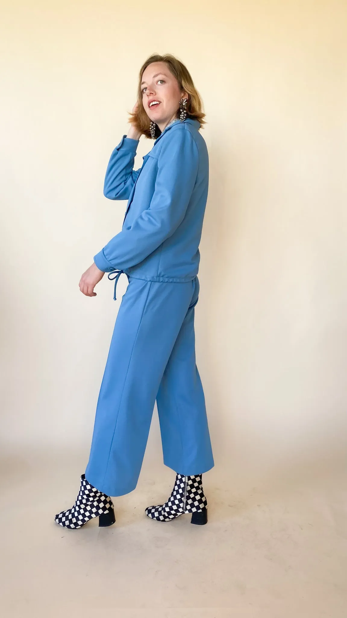 1970s French Blue Leisure Suit, sz. M