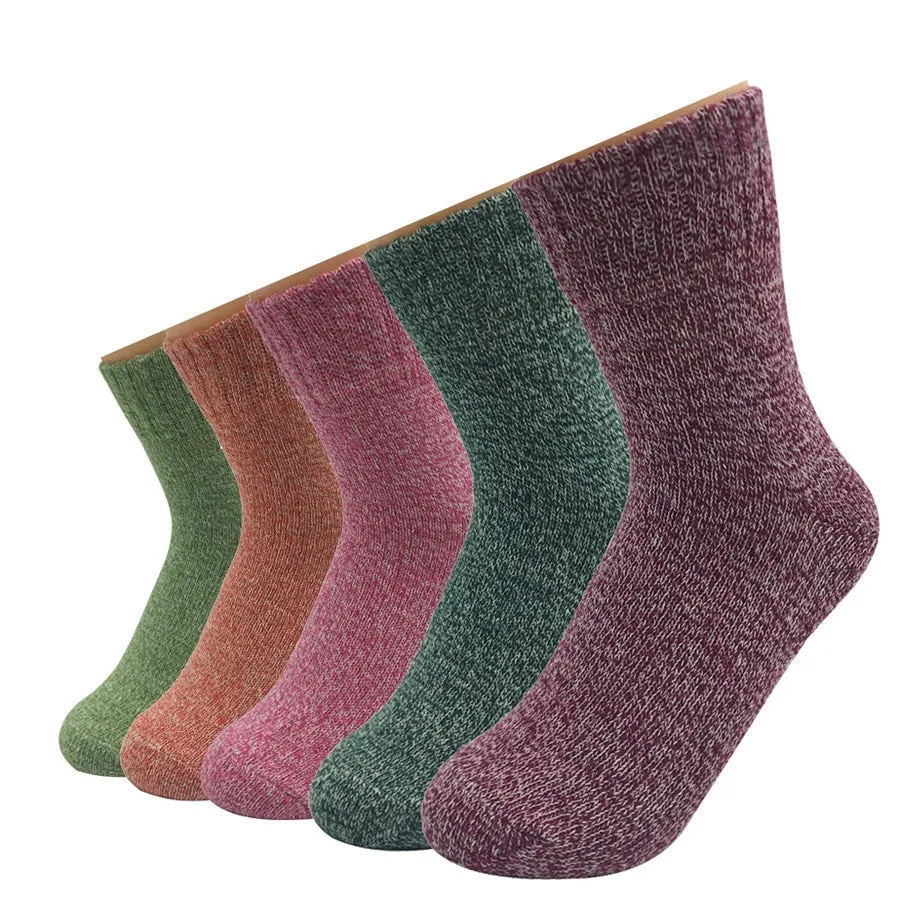 5 Pairs Lot Winter Cashmere Wool Harajuku Japanese Warm Women's Socks