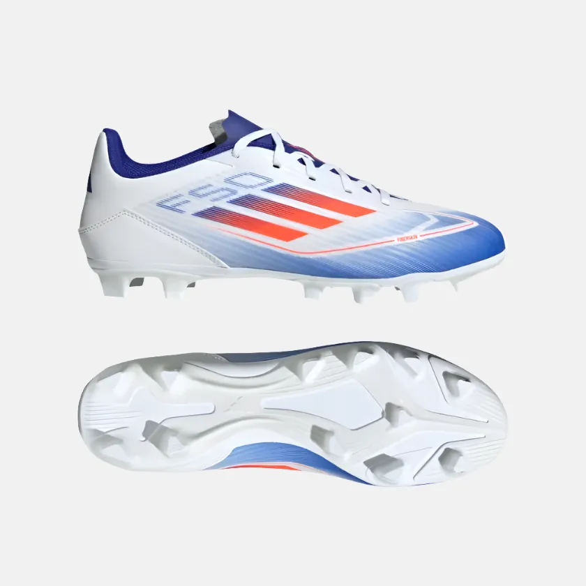 Adidas F50 Club Flexible Ground Men's Football Soccer -Cloud White/Solar Red/Lucid Blue