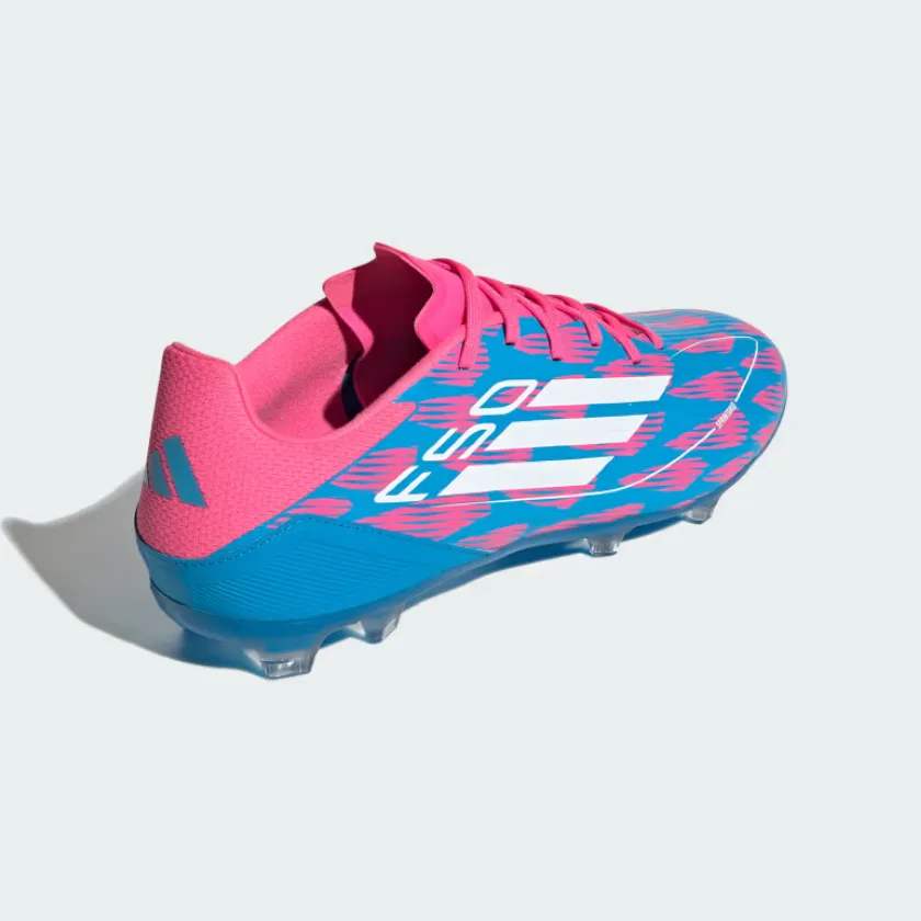 Adidas F50 League Firm/Multi-Ground Men's Football Shoes -Solar Blue/Cloud White/Solar Pink