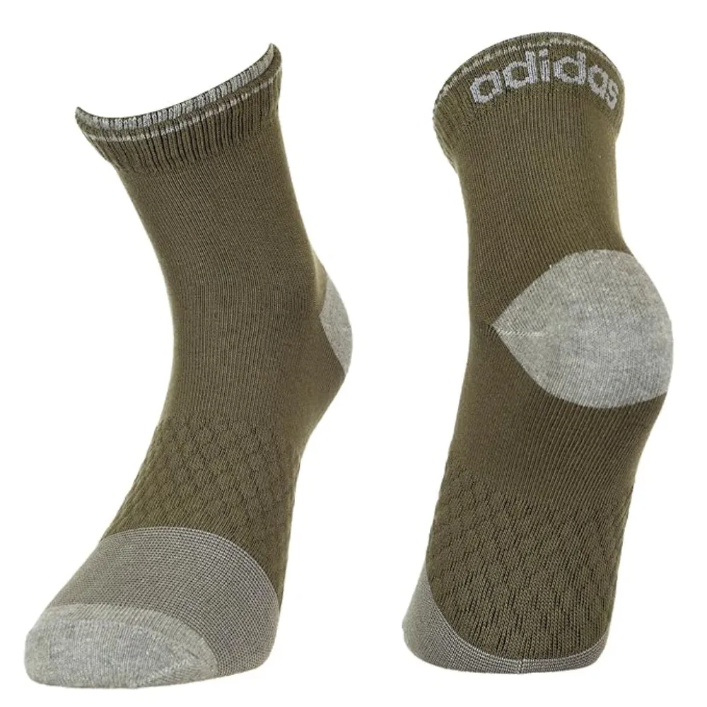 Adidas Men's Flat Knit Ankle Socks (Anthra Melange/Black/Olive)