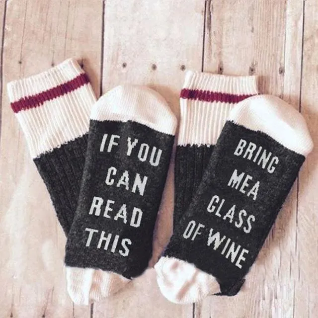 Autumn Spring Christmas Dobby Custom Wine Cotton Polyester Socks for Women