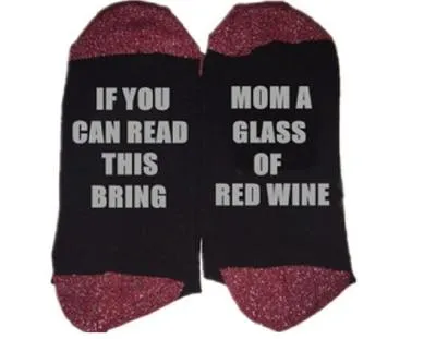 Autumn Spring Christmas Dobby Custom Wine Cotton Polyester Socks for Women