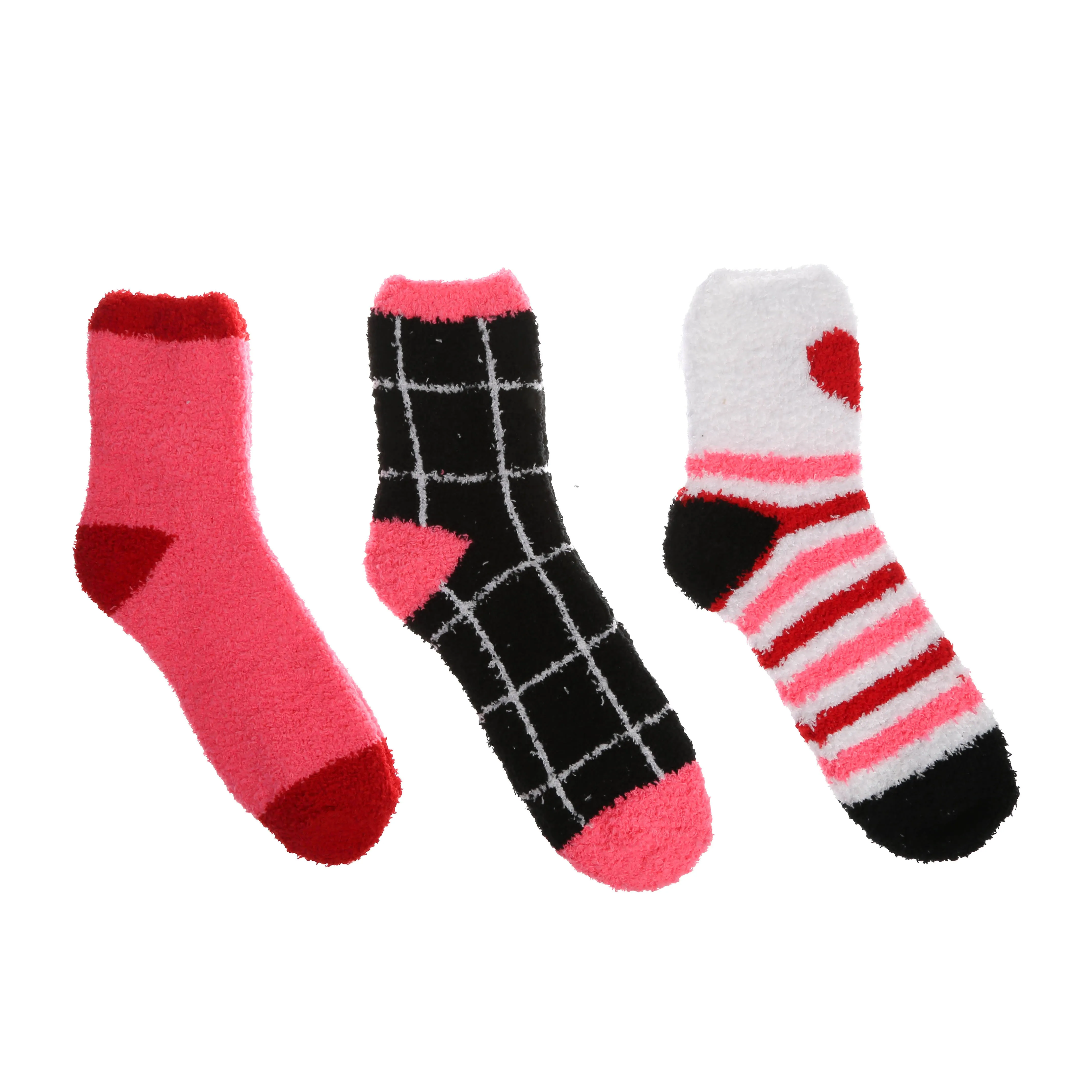 Betsey Johnson Women's 3 Pairs Cozy, Fuzzy, Warm and Slippers Crew Socks with Gift Box - Cute Fluffy Socks for Women