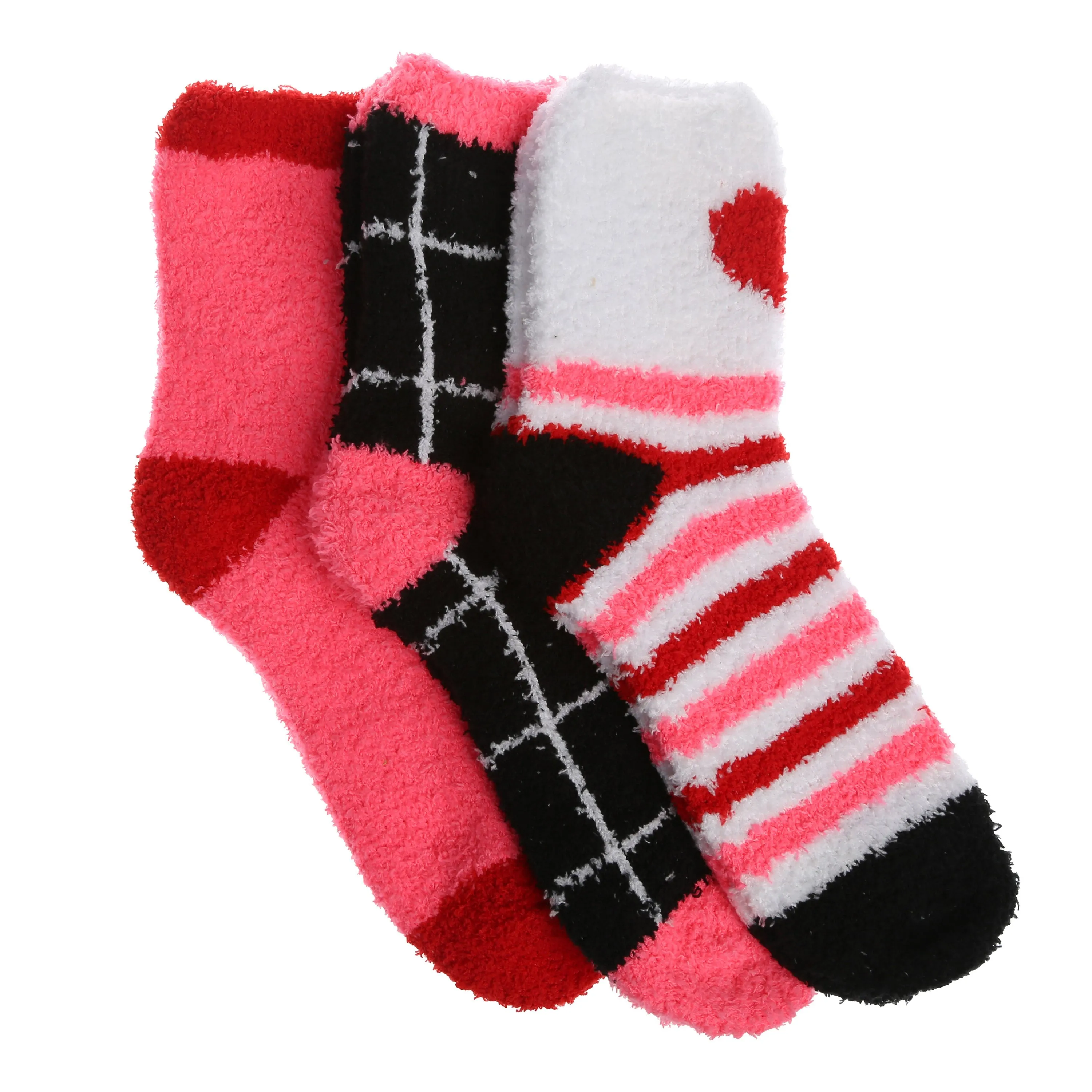 Betsey Johnson Women's 3 Pairs Cozy, Fuzzy, Warm and Slippers Crew Socks with Gift Box - Cute Fluffy Socks for Women