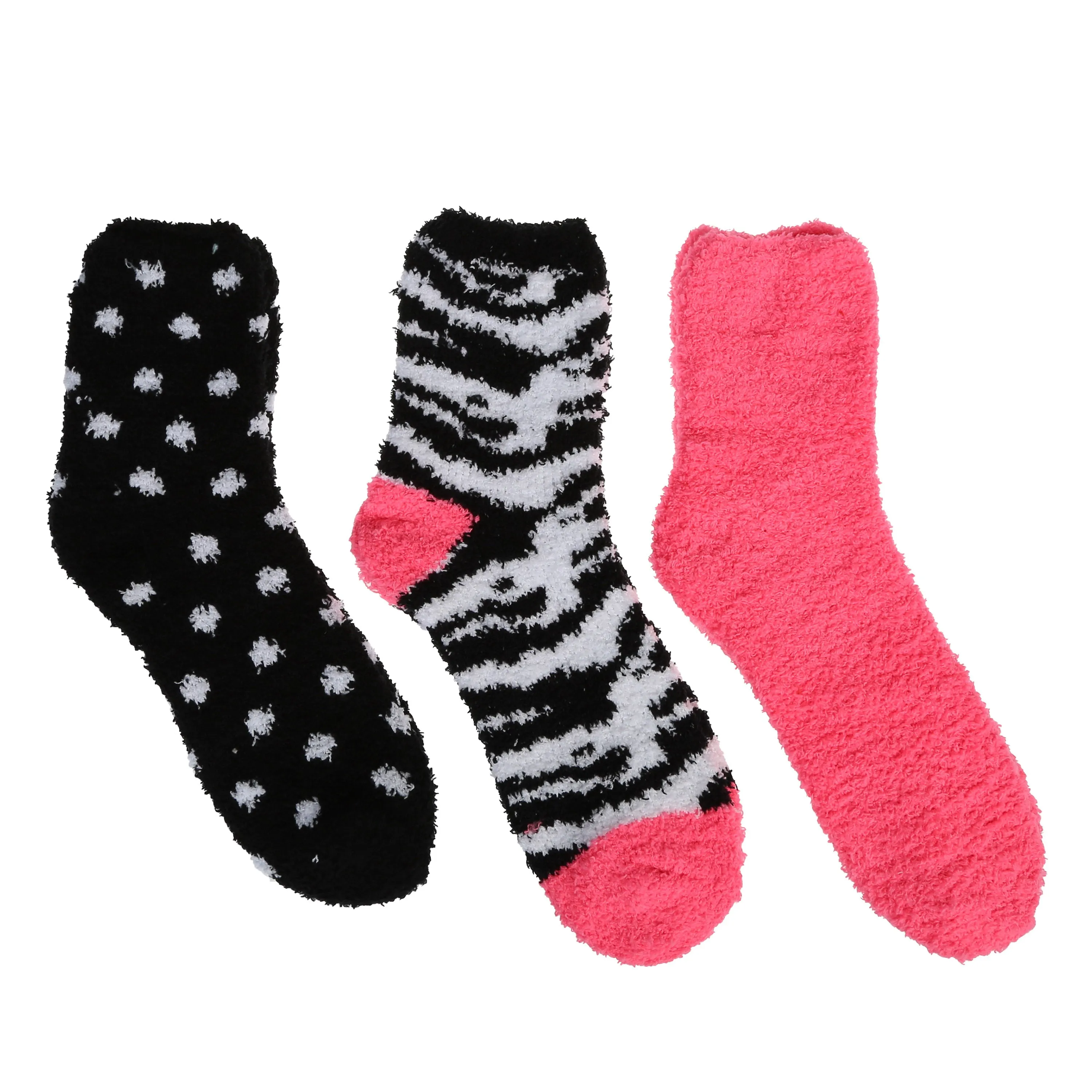 Betsey Johnson Women's 3 Pairs Cozy, Fuzzy, Warm and Slippers Crew Socks with Gift Box - Cute Fluffy Socks for Women