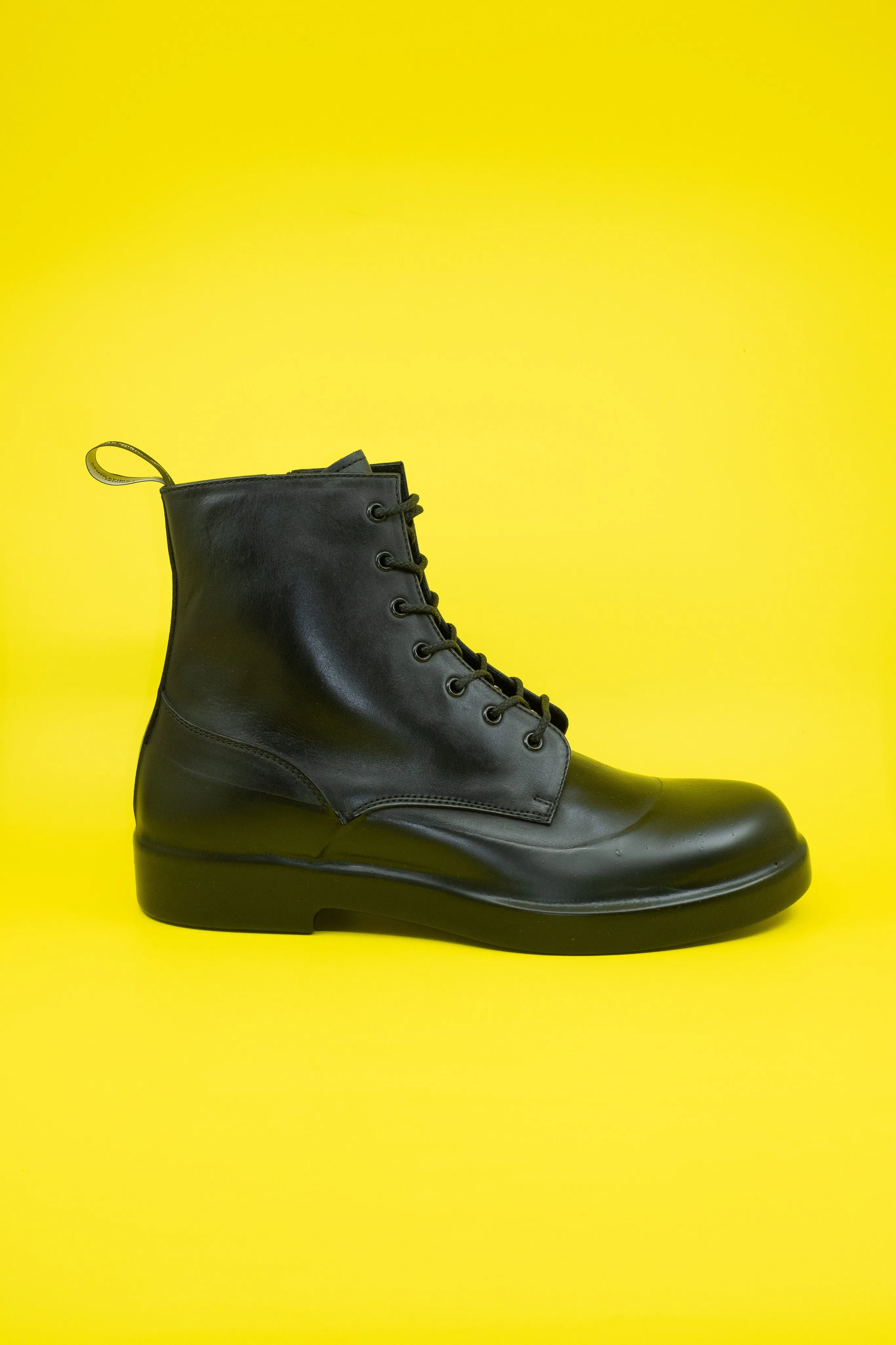 Black Cow Leather Rubber Dipped Knock Out Boots