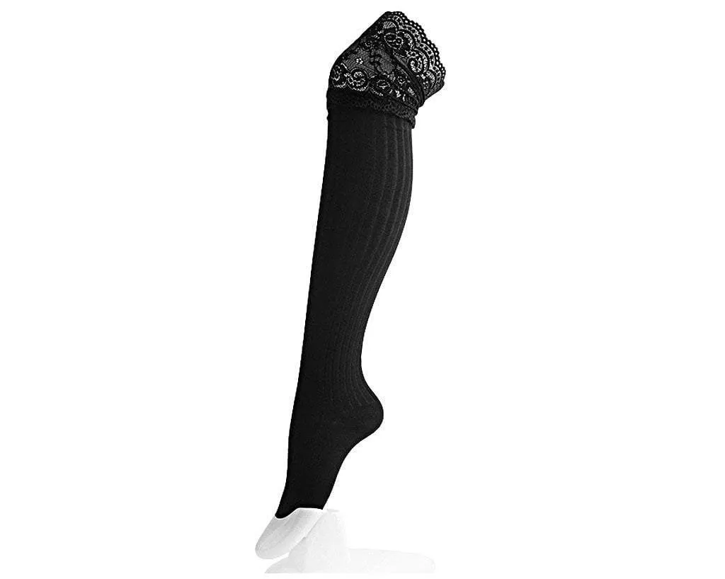 Black Lace Thigh High Sock