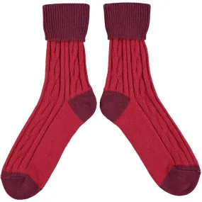 Cashmere Slouch Socks - Red/Dark Red