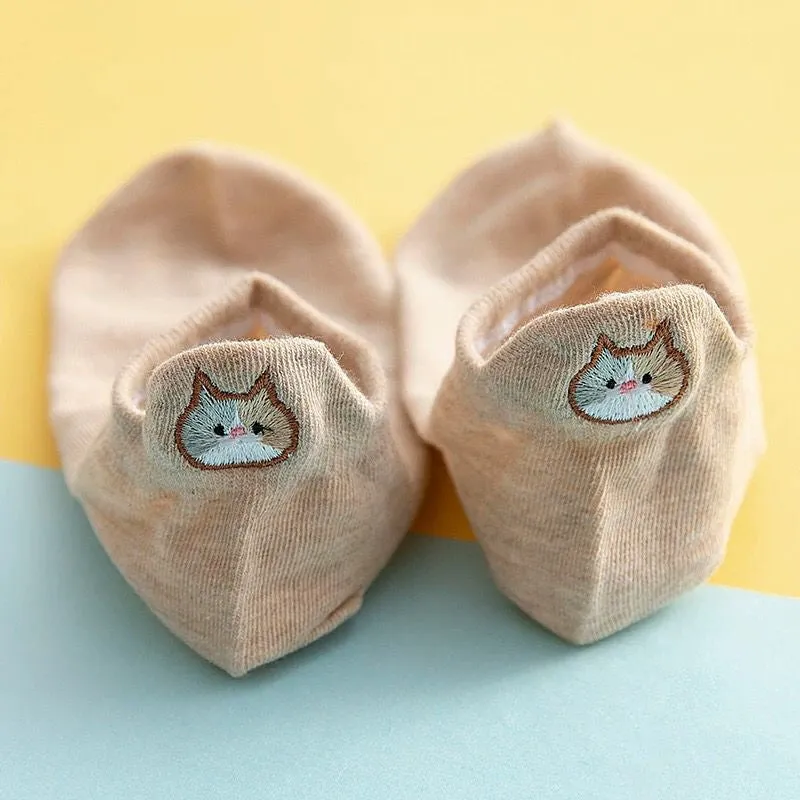 Cat Embroidery Socks