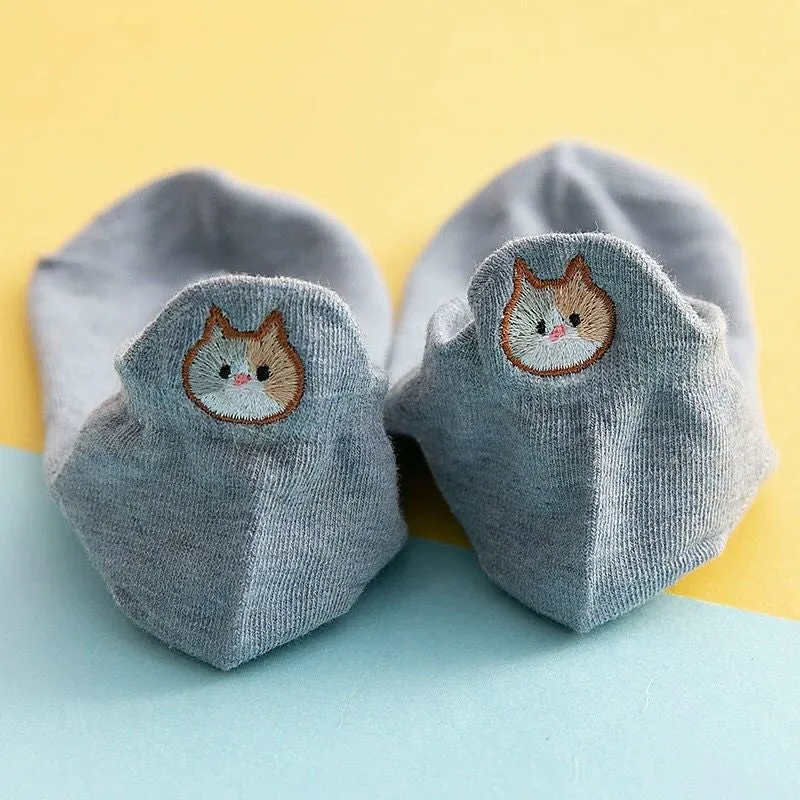 Cat Embroidery Socks