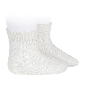 Cotton Openwork Short Socks Cream