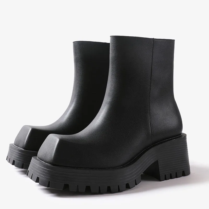 Halloy™ Platform Square Toe Martin Boots