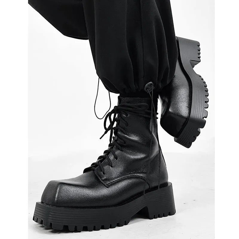 Halloy™ Platform Square Toe Martin Boots