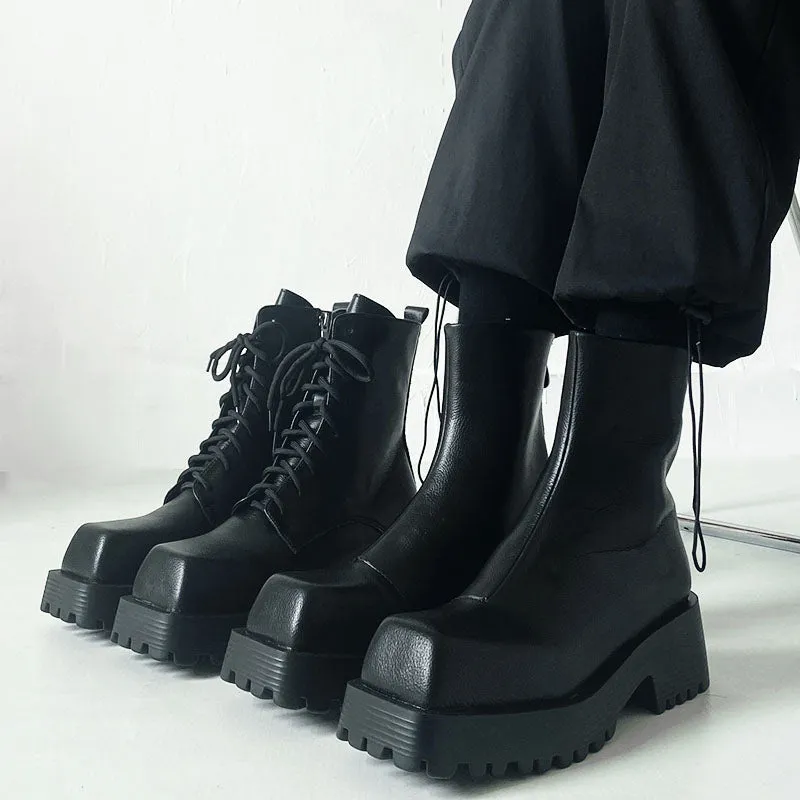 Halloy™ Platform Square Toe Martin Boots