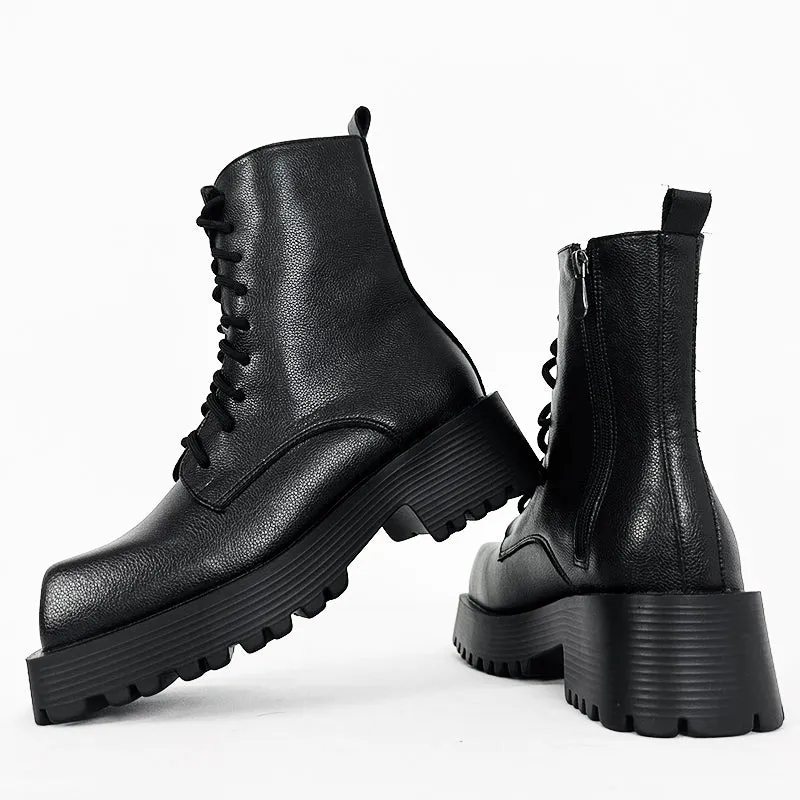 Halloy™ Platform Square Toe Martin Boots