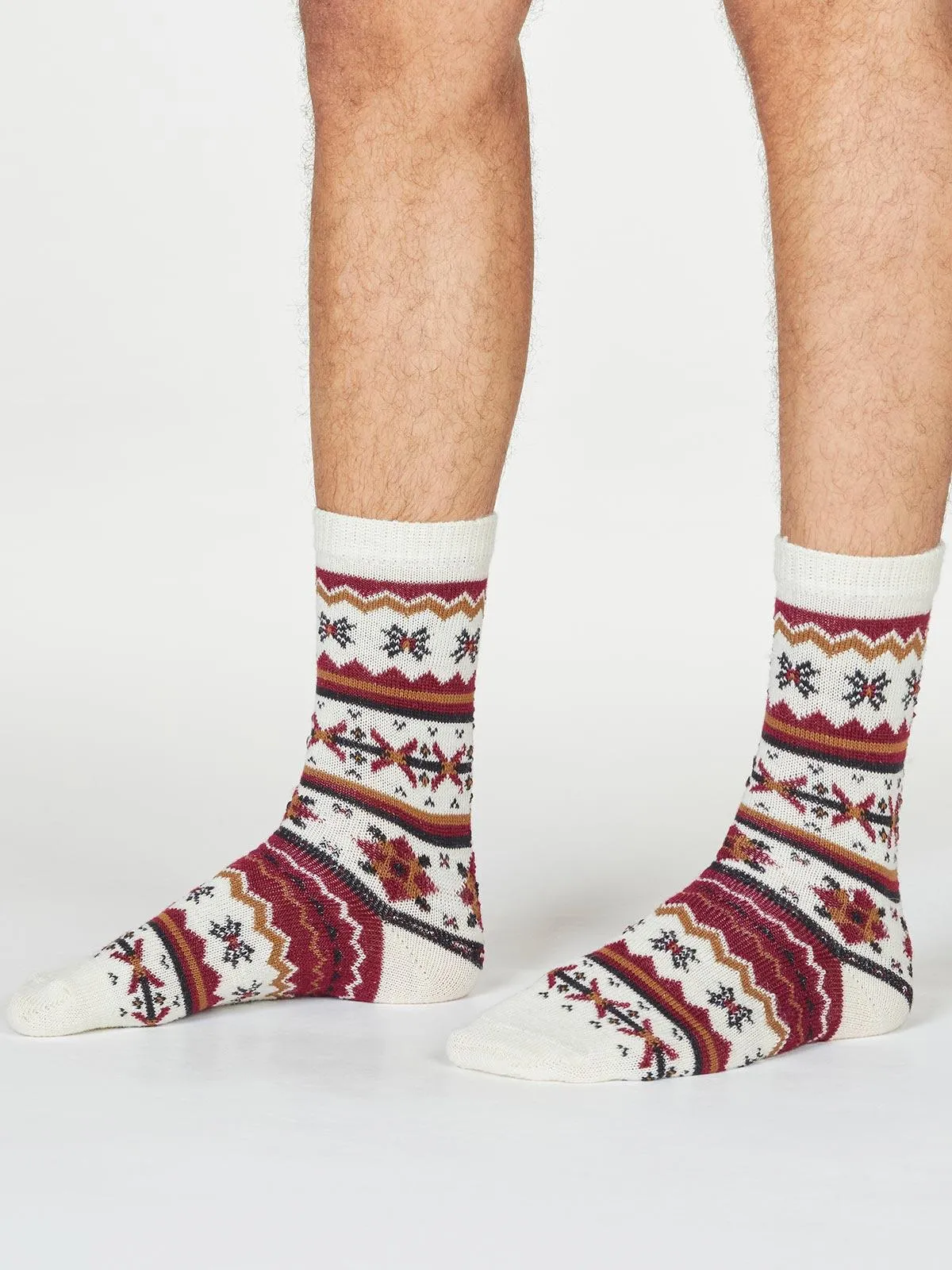 Hendry Fairisle Wool Socks - Cream