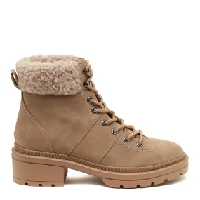 Icy Taupe Shearling Winter Ankle Boot