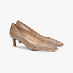 Lillian Pump - Embossed Croc :: Rosy Taupe