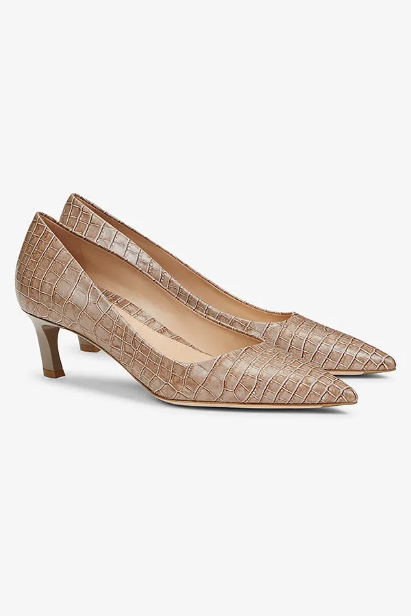 Lillian Pump - Embossed Croc :: Rosy Taupe