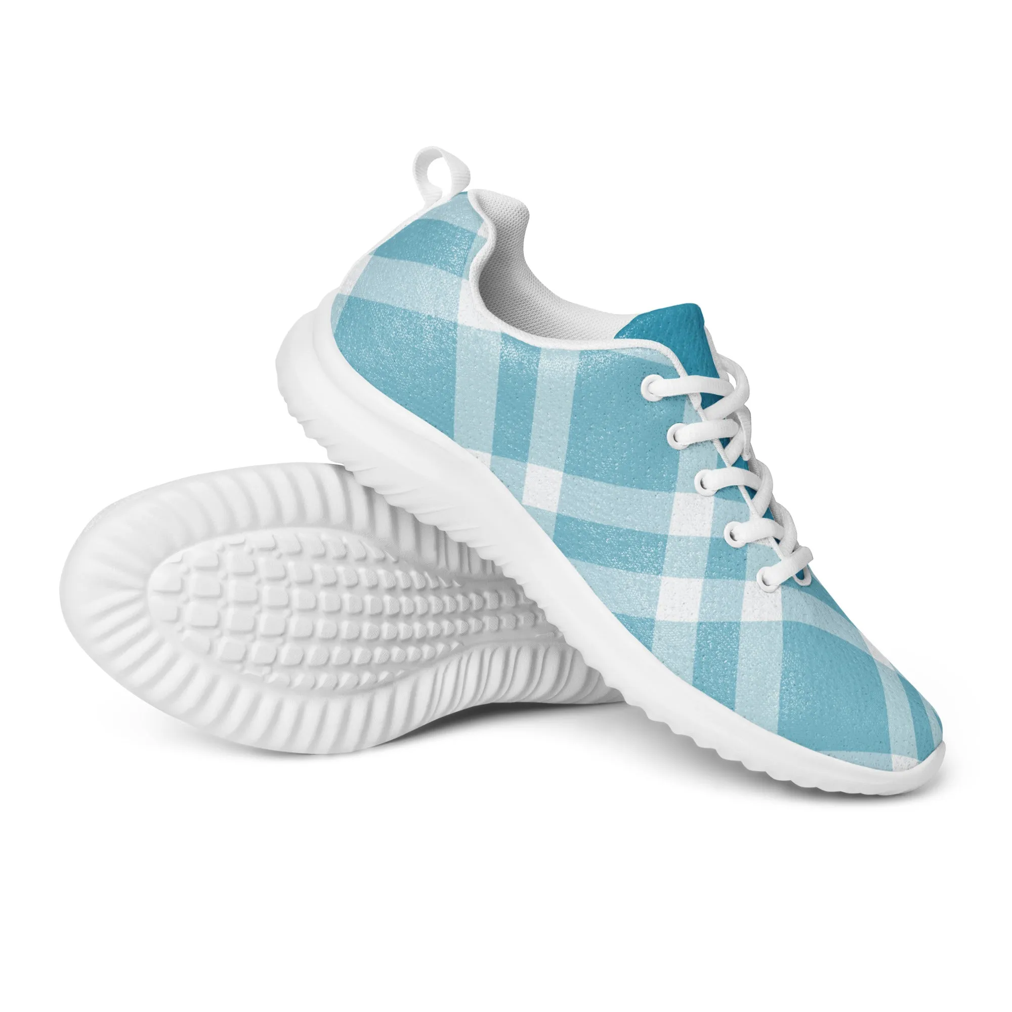 Men’s athletic shoes Teal Blue Gingham