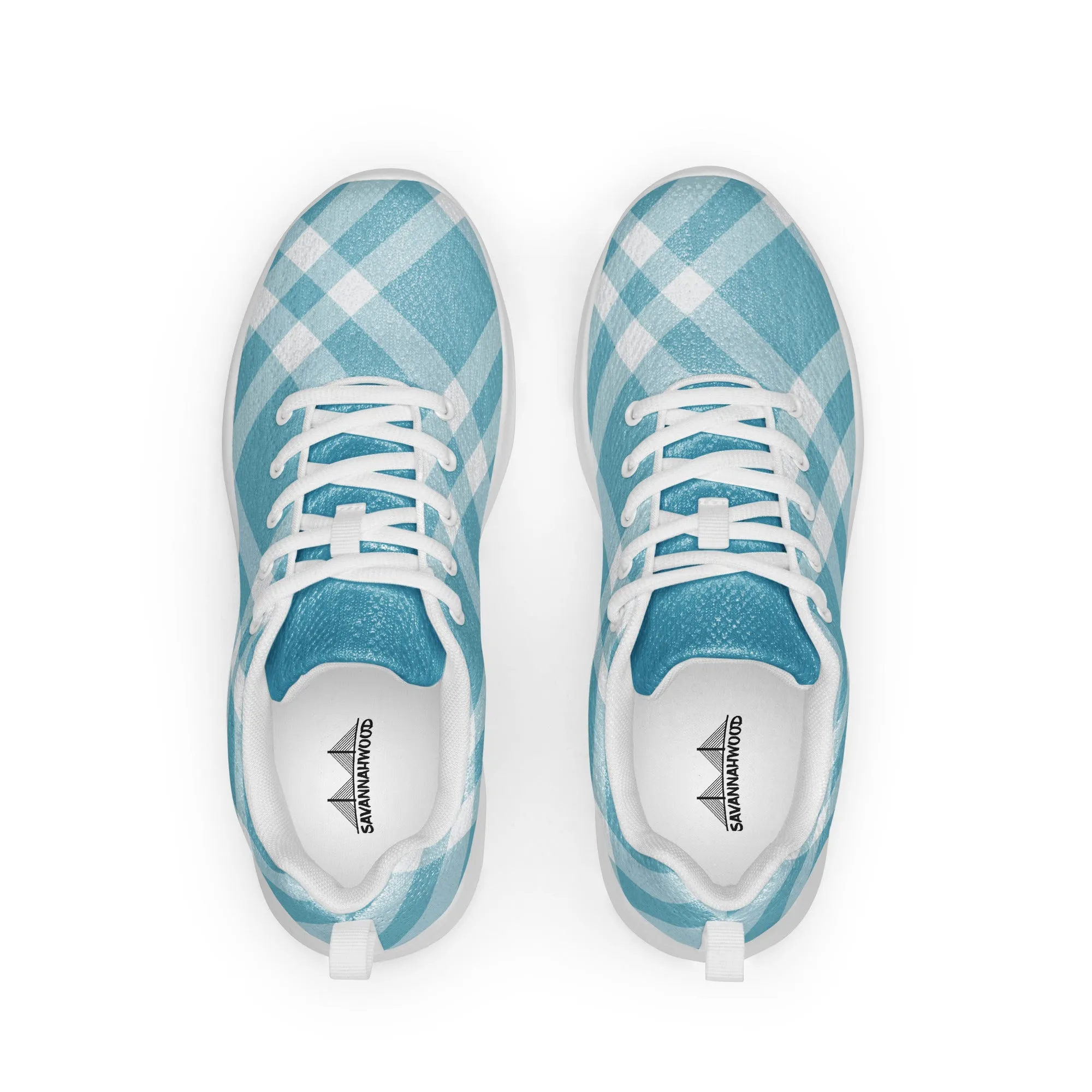 Men’s athletic shoes Teal Blue Gingham