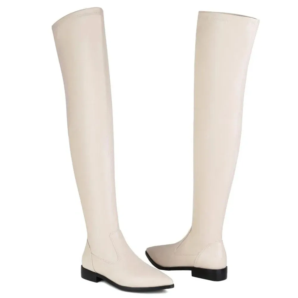 Merendy Solilman pointed toe low heel Thigh High Boots