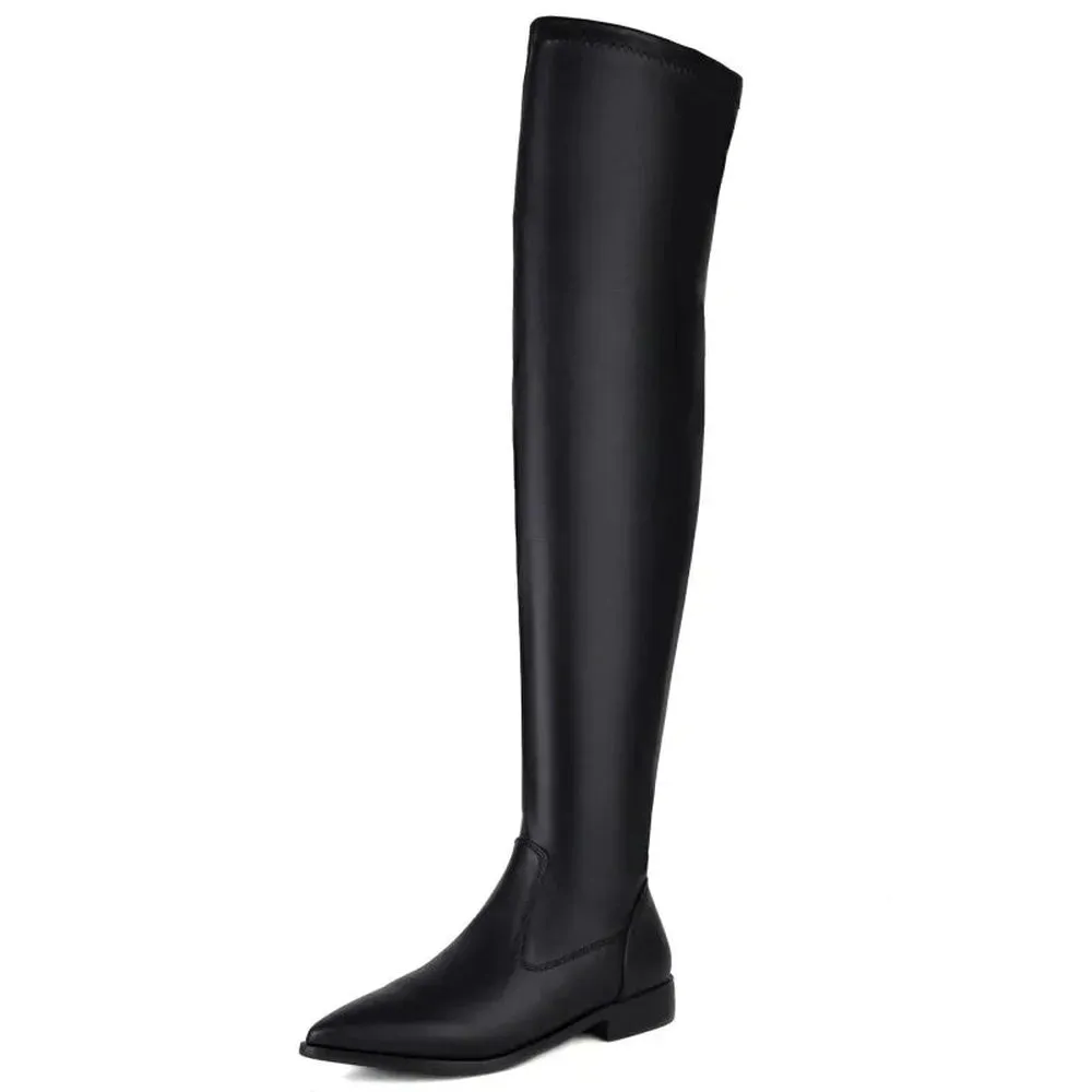 Merendy Solilman pointed toe low heel Thigh High Boots