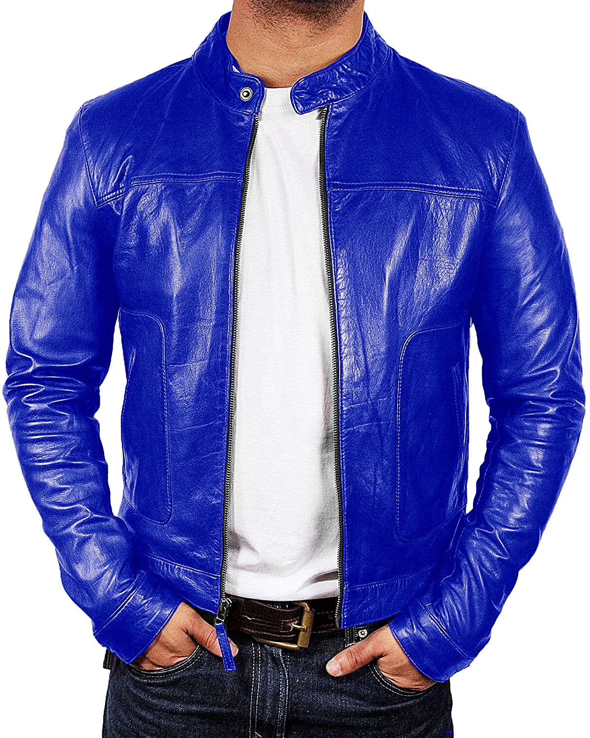 Red Biker Cafe Racer Premium Quality Leather Jacket