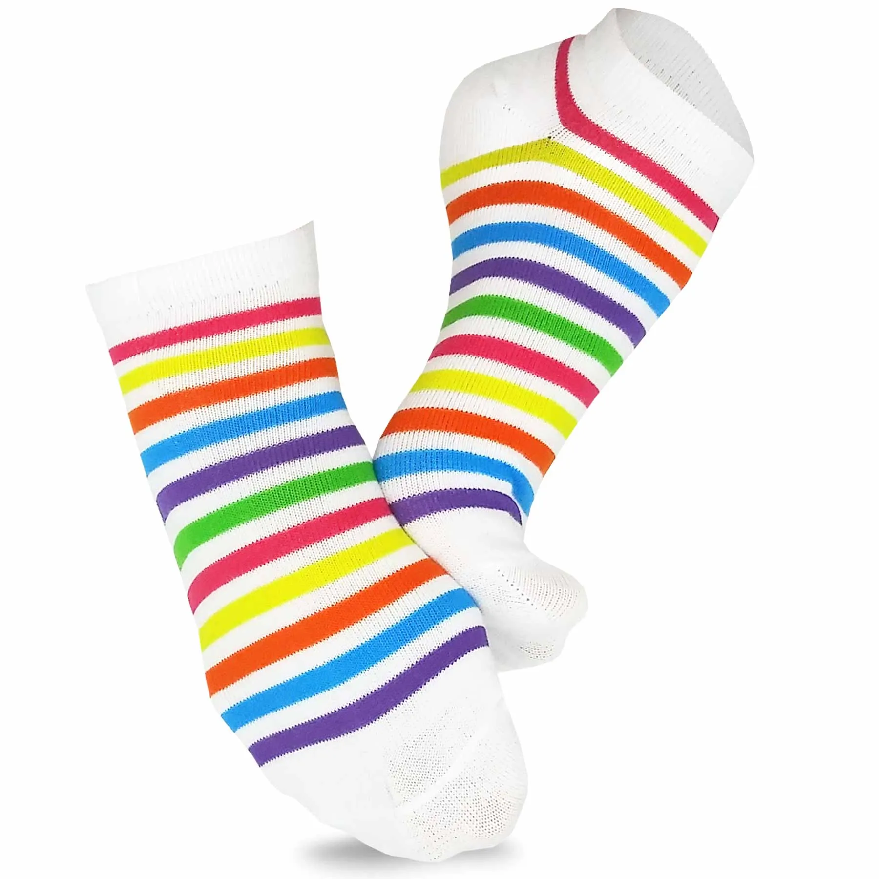 TeeHee Socks Women's Casual Polyester No Show Stripes/Plain 6-Pack (3109)