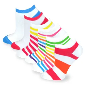 TeeHee Socks Women's Casual Polyester No Show Stripes/Plain 6-Pack (3109)