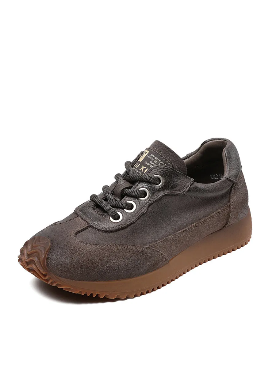 Women Autumn Genuine Leather Casual Flat Sport Shoes